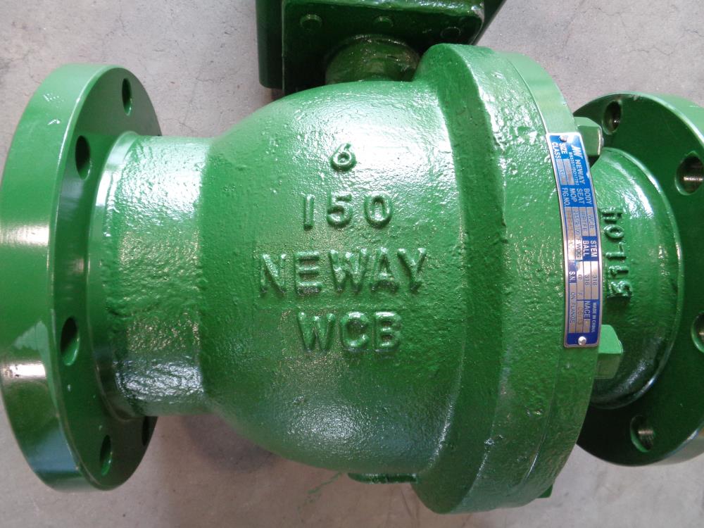 Neway 6" 150# WCB 2-Piece Ball Valve #6FP-B1R-WCB-12662-NC-G-000 w/Gear Operator